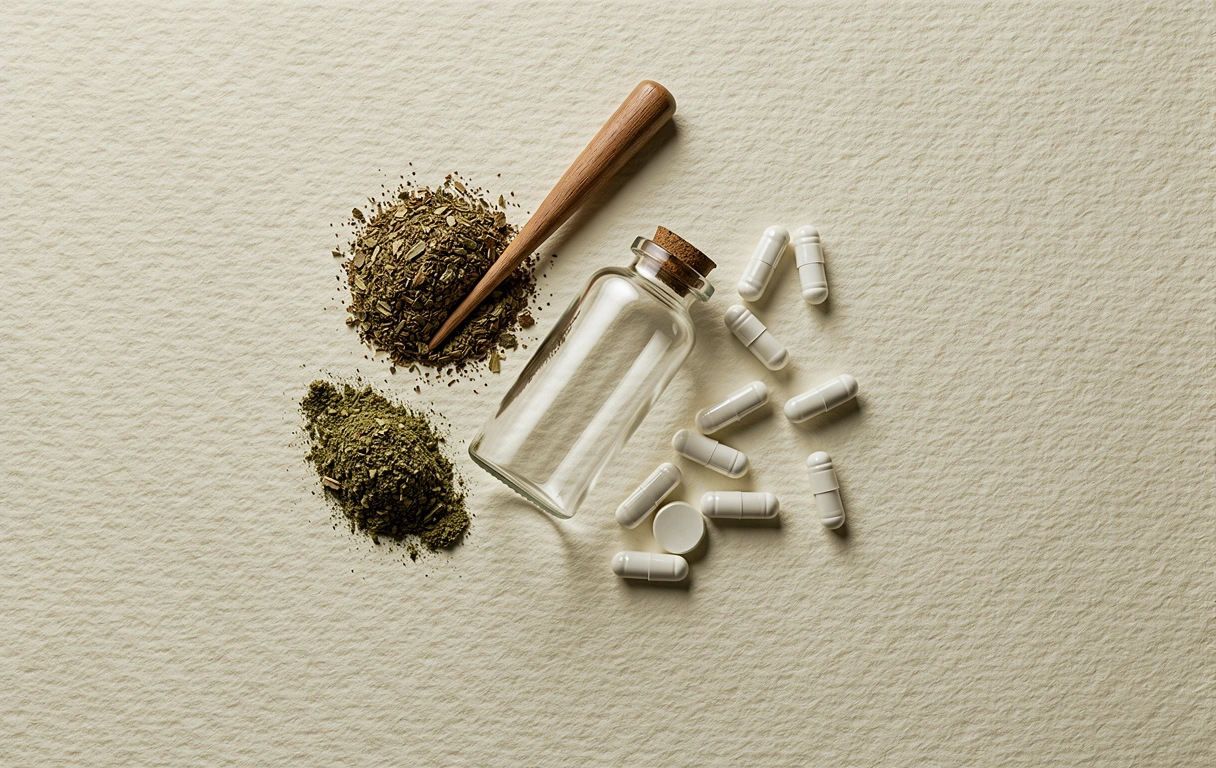 Apothecary glassware and herbal supplements